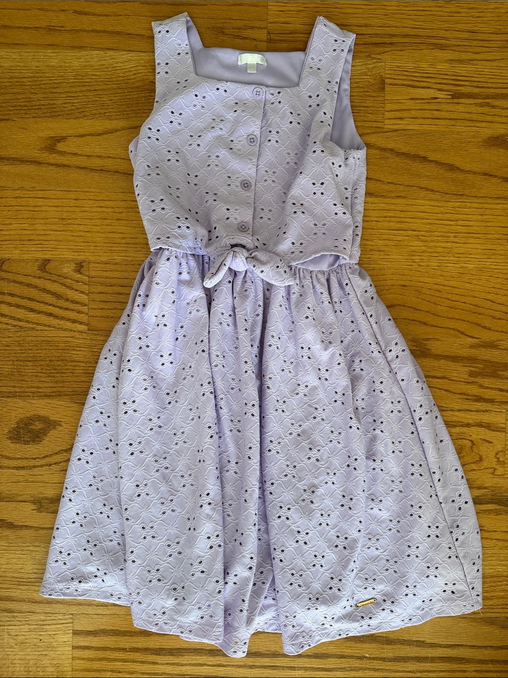 Tahari Lavender Eyelet Tie-Front Dress